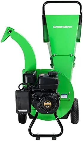 gardenbeaut s1 wood chipper 20 1 high reduction ratio 7 hp 212cc heavy duty engine gas powered 3 max wood diameter capacity robust shredder mulcher with large cutting rotor